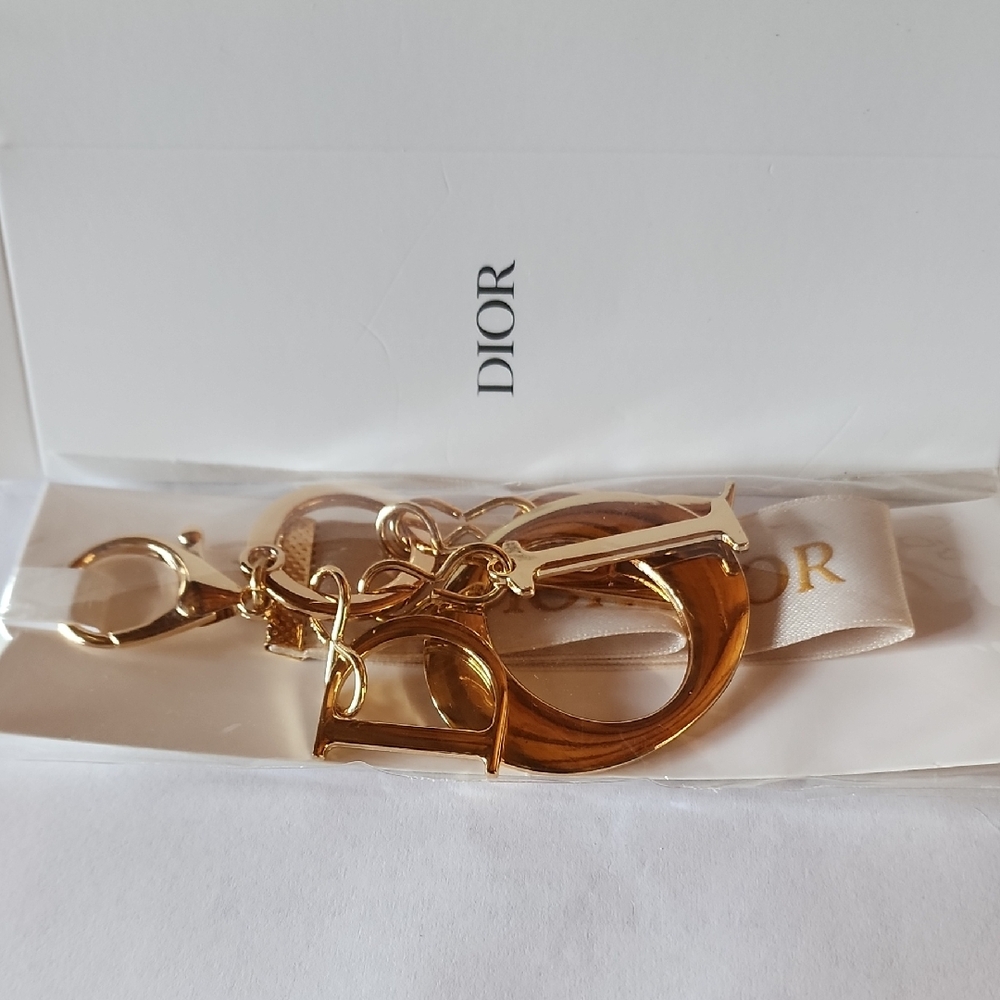Dior Gold Key Holder with Cream Accent